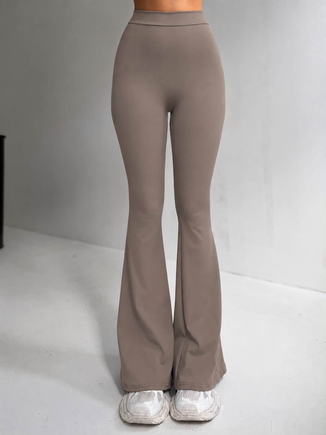 Legginsy flare M/L – beżowe, modelujące